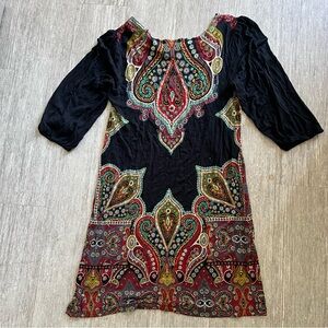 Elegant Black Paisley Midi Dress